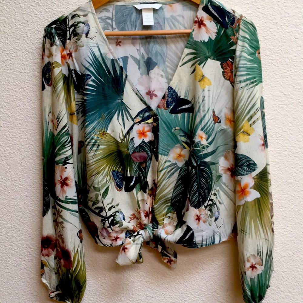 H&M Tropical Print Blouse
